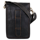 Unisex Black Leather and Canvas Cross Body "Harley" Bag