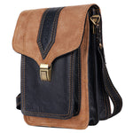 Unisex Black Leather and Tan Suede Cross Body "Harley" Bag