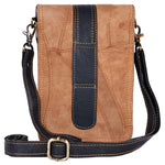 Unisex Black Leather and Tan Suede Cross Body "Harley" Bag