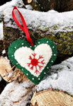 Handcrafted Felt Heart Ornament Green