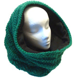Thick Fleece Lined Mobius Scarf/Hoodie Green