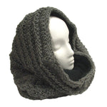 Thick Fleece Lined Mobius Scarf/Hoodie Grey