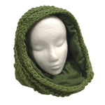 Thick Fleece Lined Mobius Scarf/Hoodie Kelly Green