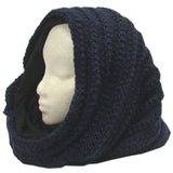Thick Fleece Lined Mobius Scarf/Hoodie Navy