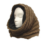 Thick Fleece Lined Mobius Scarf/Hoodie Tan
