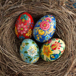 Petite Floral Kashmiri Easter Eggs Set of 4 in nest