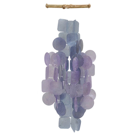 Capiz shell wind chime - medium orchid.  Soothing sounds and cool perinkle and lavender color - makes a lovely gift.