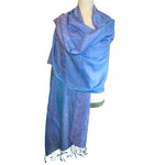 Luxurious Shawl with Design - Blue w/Lavender