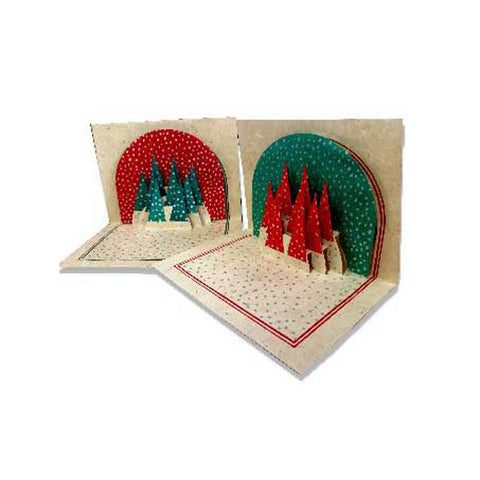Handcrafted Pop Up Christmas Tree Card Set of 6