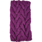 Fleece Lined Cable Knit Ear Warmer - Purple