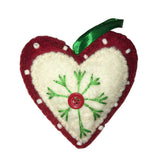 Handcrafted Felt Heart Ornament Red