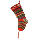 Handknit Wool Christmas Stockings Red Stripe
