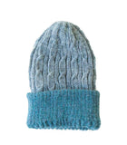 Reversible Alpaca Cable Hat - Powder Blue