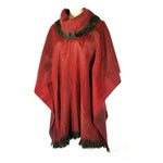 Luxurious Hand-loomed Alpaca Pullover Shawl or Cape Ruby