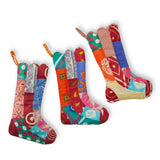 Colorful Patchwork Sari Christmas Stockings