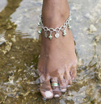 Silver Leaf Ankle Bracelet - one anklet shown on model