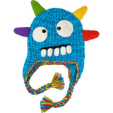 Fun Hand Knit Kids Monster Hat -Spike Blue