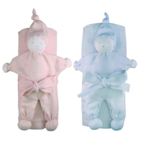 Soft Organic Cotton Swaddle Blanket and Teething Toy Gift Set