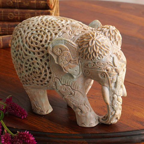 Beautifully Handcrafted Triple Carved Elephant