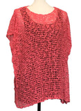  Cap Sleeved Popcorn Knit Top Coral
