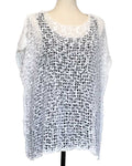 Cap Sleeved Popcorn Knit Top White